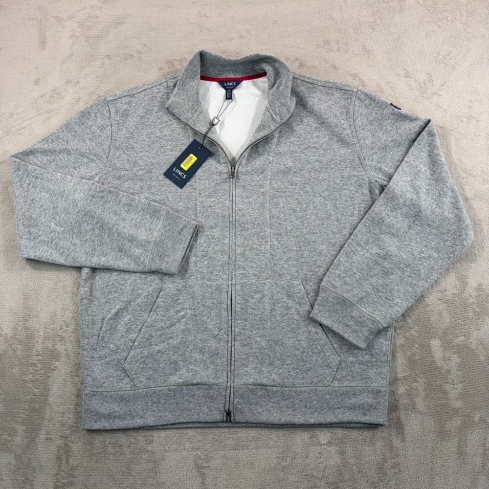Lincs DC& Co Mock Neck Full Zip Sweater Men 2XL Gray Wool Blend NWT $118